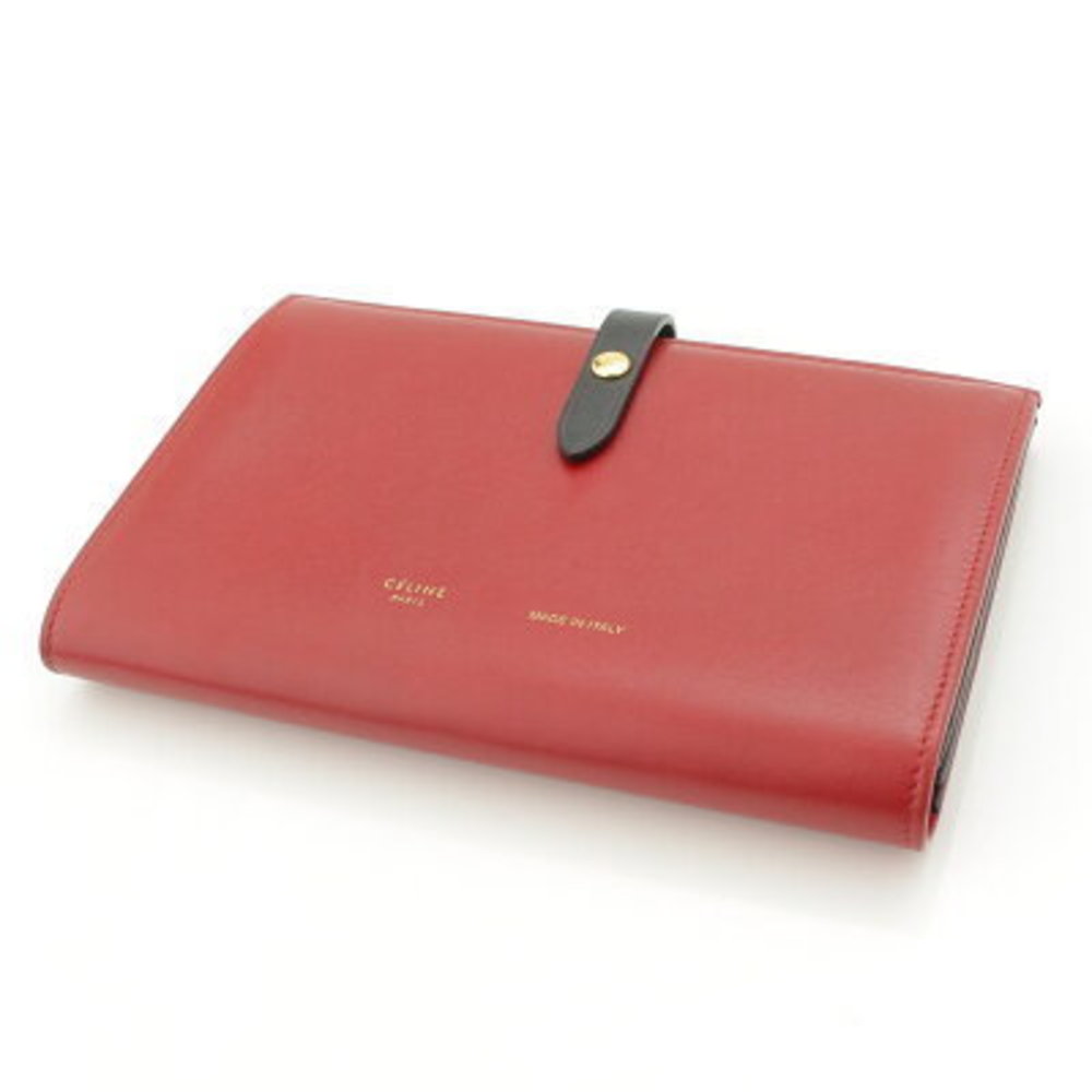Celine Strap Large Multi Function Long Wallet Red… - image 3